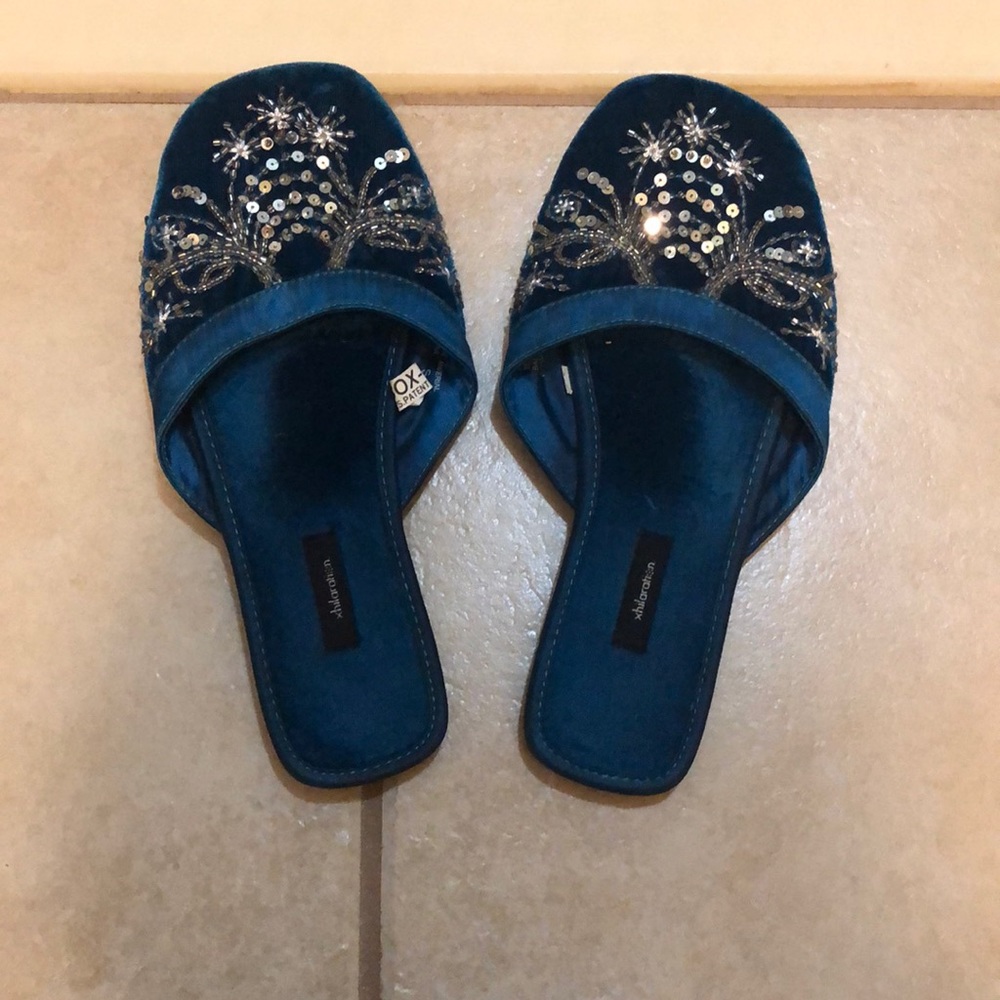 Turquoise Slippers Size Small 6-7 shoe size